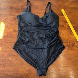 Swimsuits for All black one piece swimsuit tummy control size 20